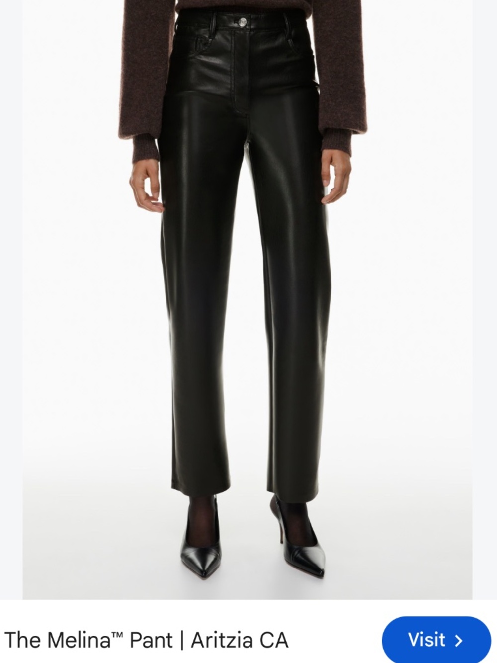 Aritzia Wilfred The Melina Vegan Leather Pants - Black - Size 2